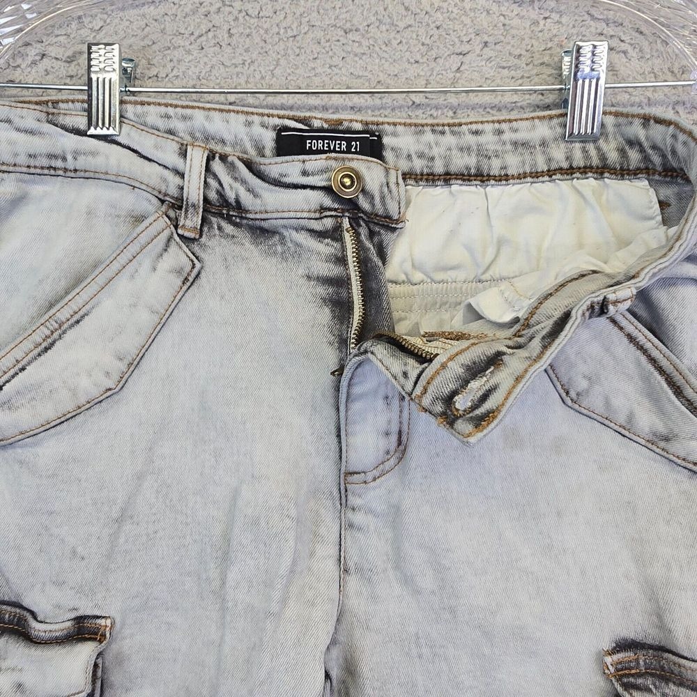 Slim Straight Cargo Jeans‎ Men's 32 Gray Acid Wash Skater Grunge Y2K Stretch - Picture 10 of 16